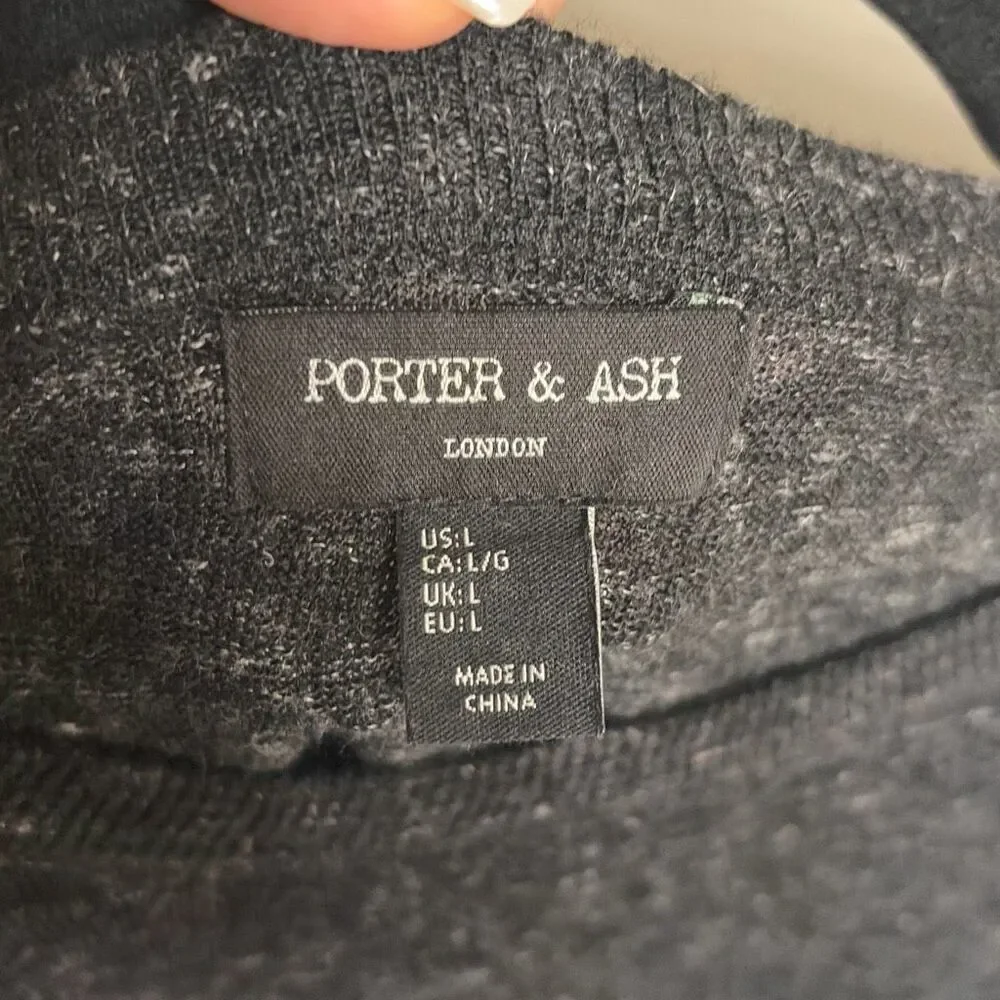✨Porter & Ash Men’s Heathered Gray Wool Linen CrewNeck Lightweight Sz L Sweater✨